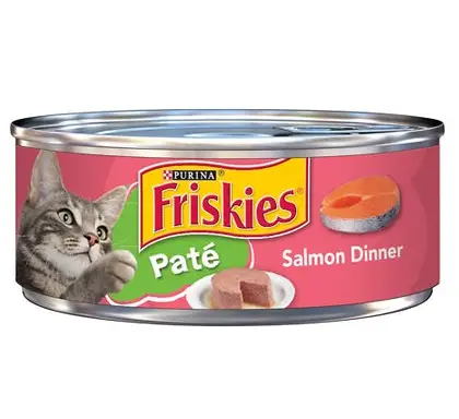 A can of Friskies' canned salmon food