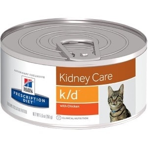 A can of Hills kidney care food for cats with chronic kidney problems