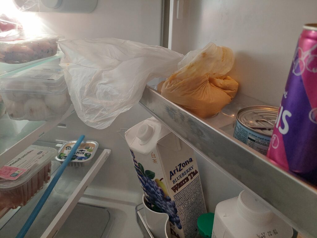 Our gravy bagged and stored in the fridge
