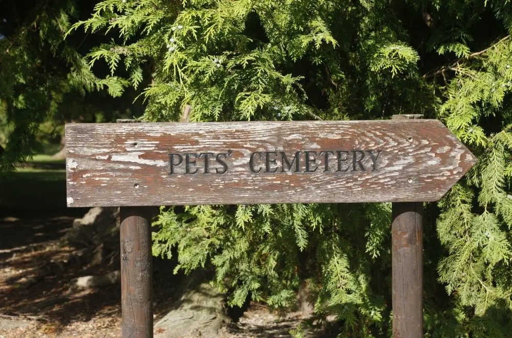 A sign pointing to the pet cemetery